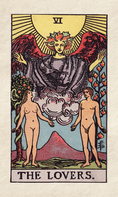 The Lovers: Symbolizes relationships, choices, and aligning with values.
