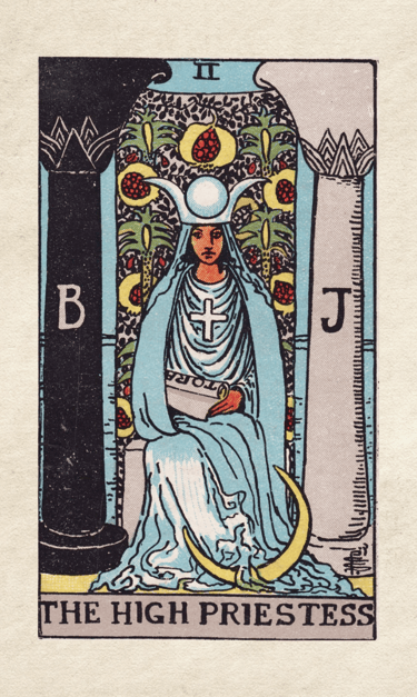 The High Priestess: Represents intuition, mystery, and inner wisdom.