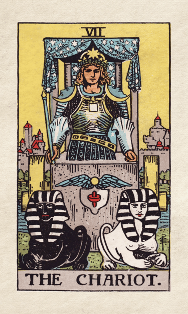 The Chariot: Represents willpower, control, and overcoming obstacles.
