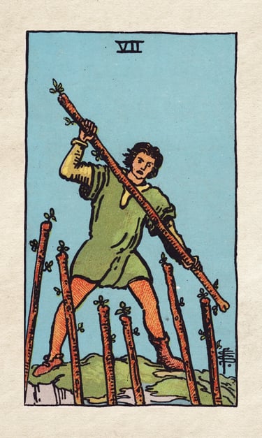 The Fool Meets the Seven of Wands