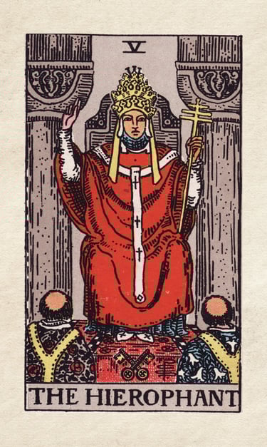 The Hierophant: Represents tradition, spirituality, and seeking guidance.