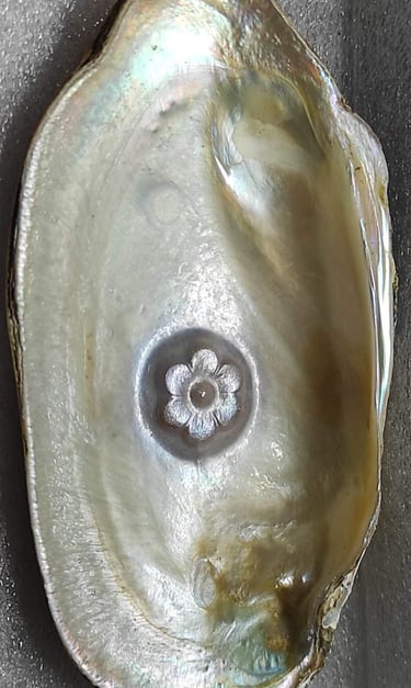 "Approx 10mm white flower-shaped designer cultured pearl–handcrafted using nucleus implantation-Prepared for export"