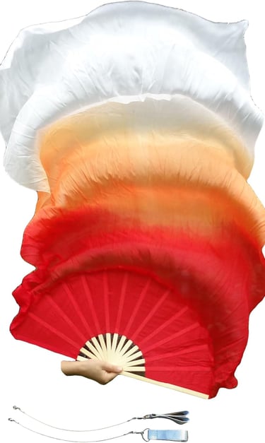 Winged Sirenny 150cm Pareja Abanico-Pois de Seda Auténtica para Baile Árabe, Accesorios de Danza del