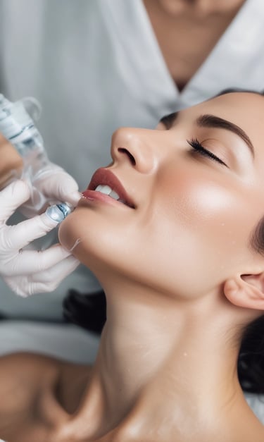Aesthetician performing microneedling treatment on a client's face