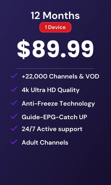 Mom IPTV promotional banner for subscription deals