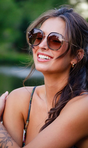 happy woman with clear skin