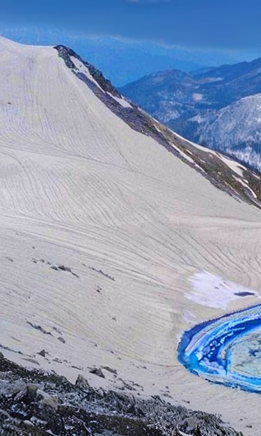 Ansoo Lake Naran covered with snow 