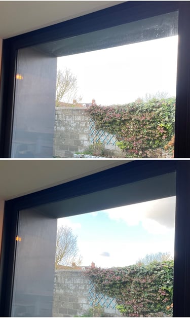 Avant après remise en état de vitres M&M services pro