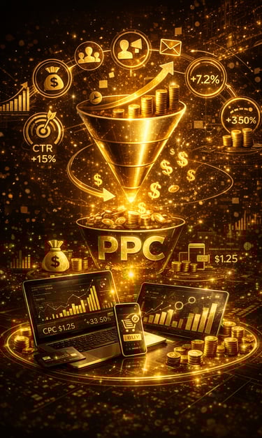 Amazon fba listing optimization and sales conversion system showing PPC, funnel strategy, and revenue growth