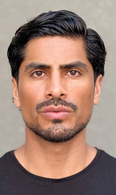 Dany Peña male model polaroid close up portrait in Dubai