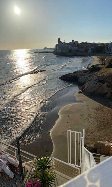 a view of the Sitges beach with a view of the sea