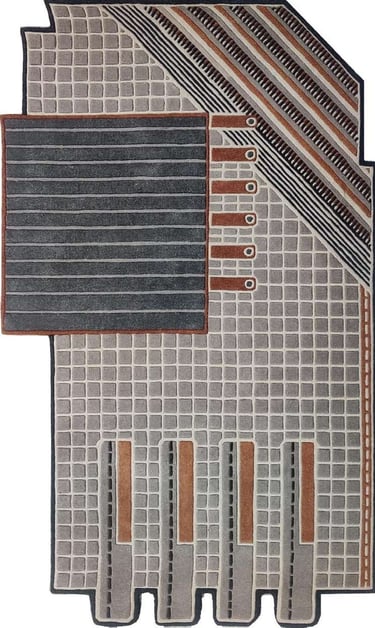 a rug rug with a piano and piano