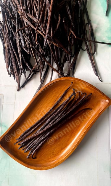 Vanilla beans on tray