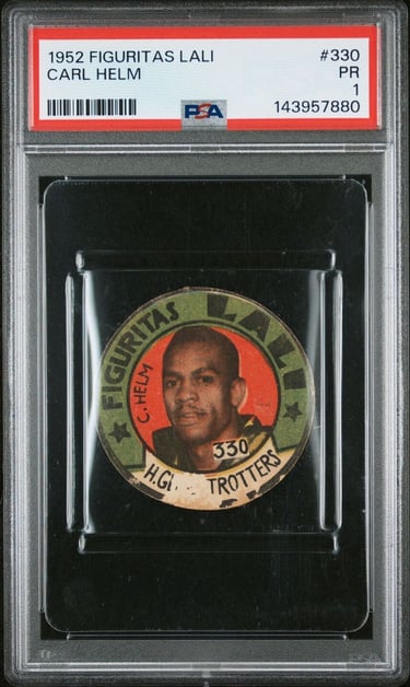 1952 Figuritas Lali Harlem Globetrotters #330 Carl Helm Basketball Disc Card