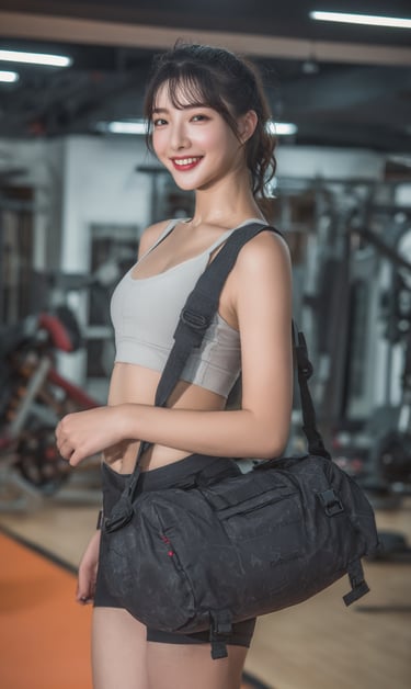 Good looking girl crossbody customized gym bag
