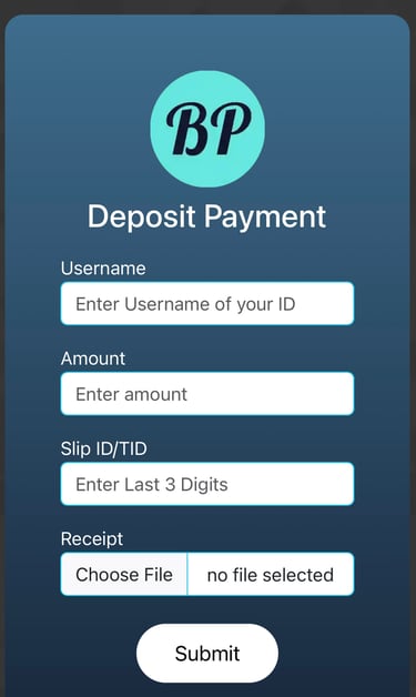 "BetPro10 Deposit Process - Copy account details, send payment, save screenshot, enter username, amo