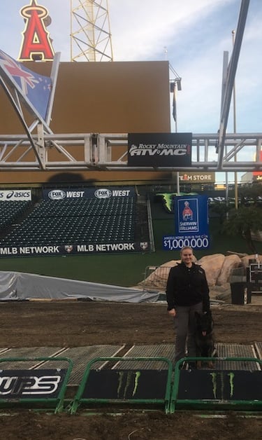 Roving K9 patrol for bombs at Angel baseball Stadium