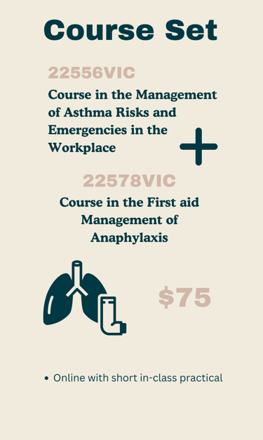 22556VIC Asthma, 22578VIC Anaphylaxis, asthma and anaphylaxis course