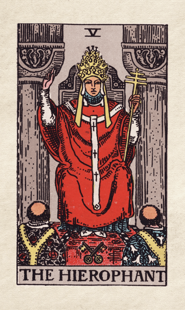 The Hierophant: Represents tradition, spirituality, and seeking guidance.