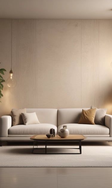 A cozy living room showcasing a plush sofa upholstered in rich fabric from Negi Furnishing.