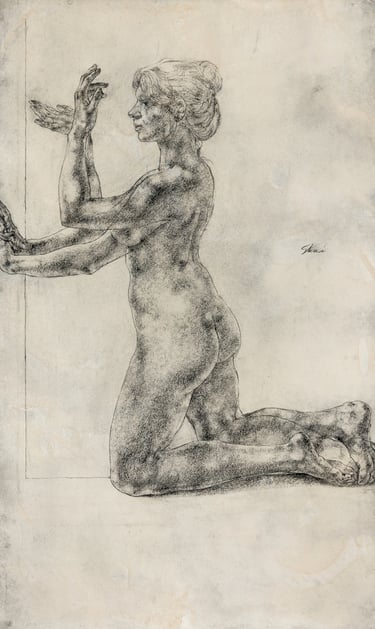 Skaiste Verdingyte, Charcoal pastel, paper, drawing, drawings, Lithuanian artist