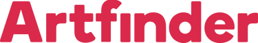 Official Artfinder logo in bold red font on a transparent background for the online art marketplace.