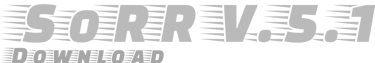 a silver-colored logo that suggests speed and says, download sorr v.5.1