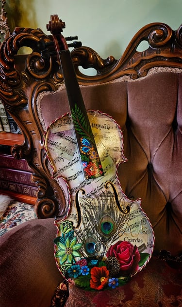 decorated artistic violin