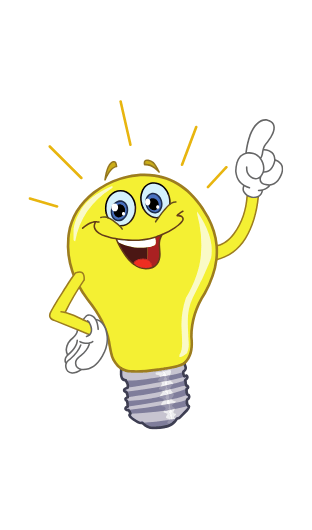 Emoji en forme d'ampoule avec un sourire, symbolisant une idée importante