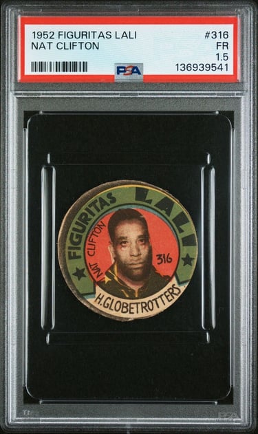 1952 Figuritas Lali #316 Nat Clifton Harlem Globetrotters Basketball Disc Card