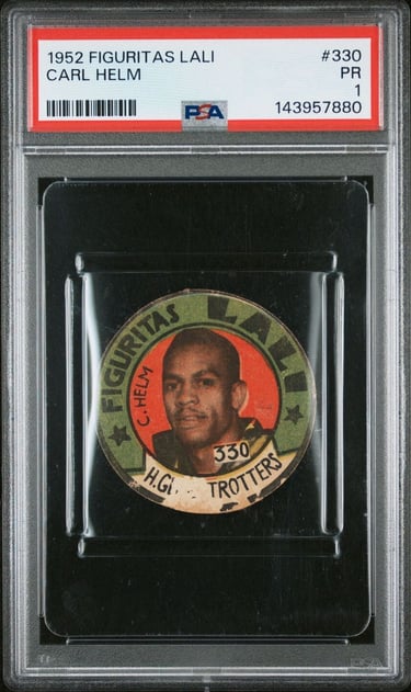 1952 Figuritas Lali Harlem Globetrotters #330 Carl Helm Basketball Disc Card