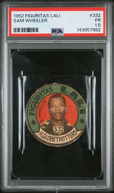 1952 Figuritas Lali Harlem Globetrotters #332 Sam Wheeler Basketball Disc Card