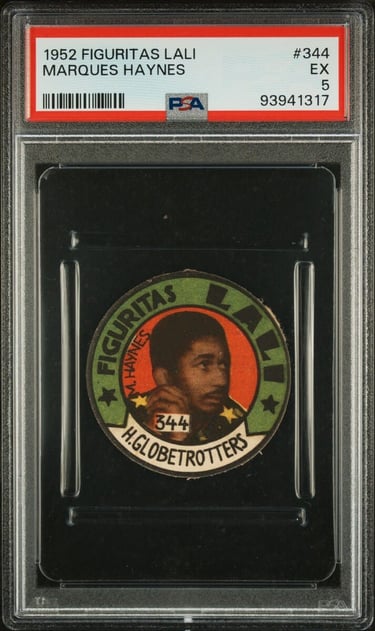 Rare Vintage Marques Haynes 1952 Figuritas Lali #344 Basketball Disc Card