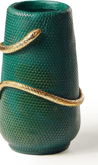 8 Inch Green and Gold Snake vase