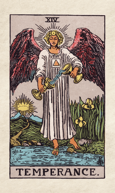 Temperance: Symbolizes balance, moderation, and finding harmony.