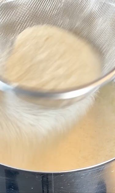 Add the dry ingredients for the coconut rice cream recipe