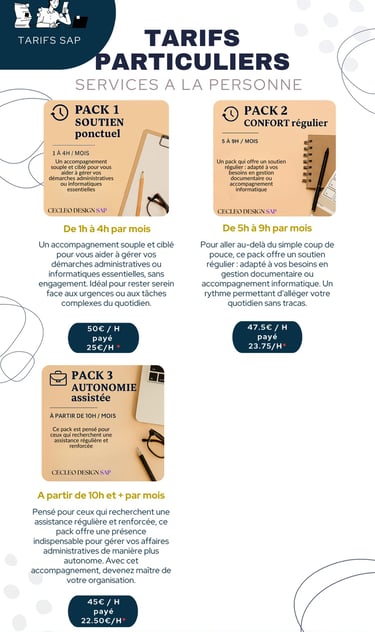 Packs / forfait horaire des tarifs particuliers 