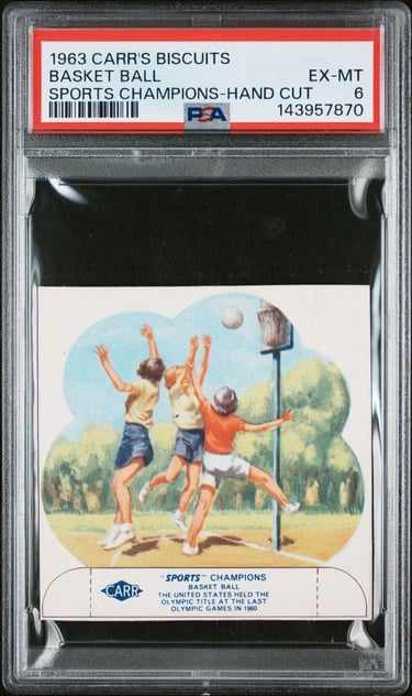 1963 Carr's Biscuits Sports Champions Hand Cut Basketball Card