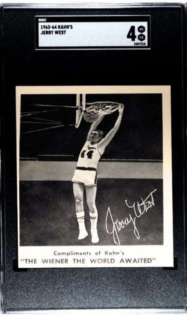 Jerry West Stuff Shot Dunk Basketball Card Kahn's wieners