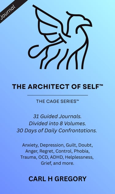 a graphic of a Griffin with the title of the book, the architect of self