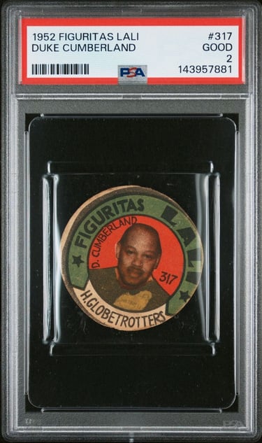 1952 Figuritas Lali Harlem Globetrotters #317 Duke Cumberland Basketball Disc Card
