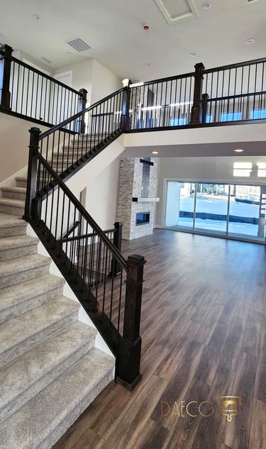 a staircase leading to a second floor level