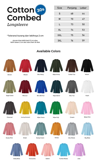 Katalog Combed 30s panjang texera