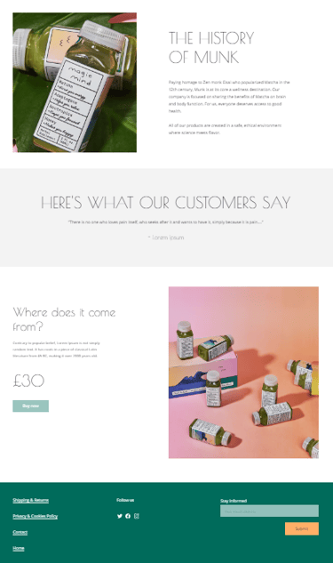 Bottles of Magic Mind matcha shots and nootropics displayed for health and wellness benefits.
