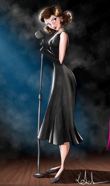 Vintage Jazz singer black dress Mrs.Maisel microphone stage lights illustration smoky spotlight Marvelous Mrs.Maisel Artwork