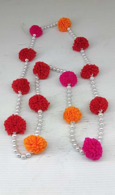 "Vibrant artificial tribal necklace with colorful floral design–handmade jewelry-for international trade"