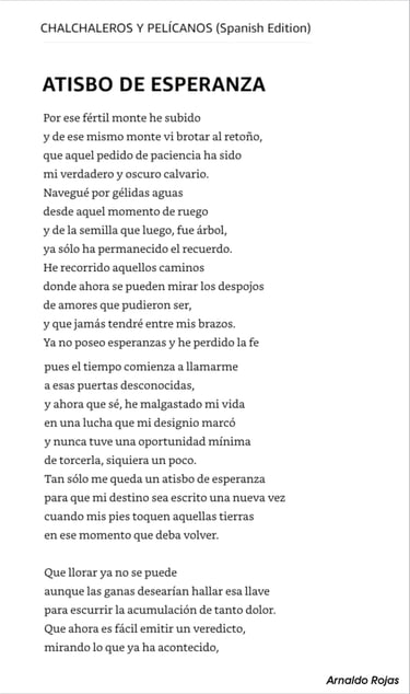 POEMA: ATISBO DE ESPERANZA (ARNALDO ROJAS)