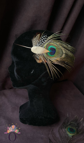 les meilleures ventes Charlie O'Plumes exemple couronne en cuir et plumes de paon et faisan