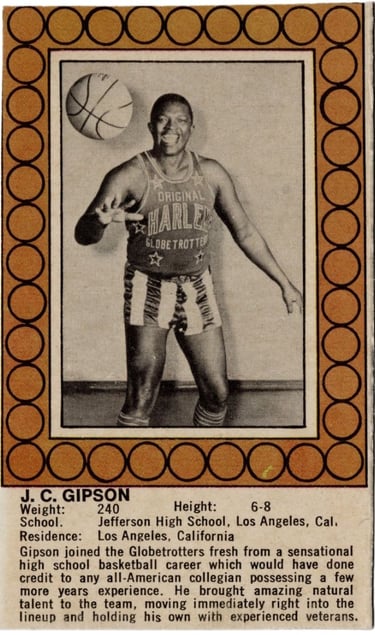 1971 Phoenix Candy JC Gipson Harlem Globetrotters hand-cut candy card