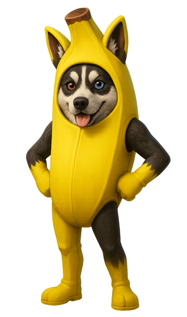 a dog dressed in a banana peeler costume